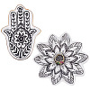 2Pcs 2 Styles Floral Hamsa Hand Flower Porcelain Trinket Dishes AJEW-ME0003-92-1