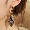 Bohemian Style Leaf Alloy & Wood Pendant Necklaces & Dangle Earrings Sets WG5D754-01-2