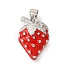 Brass Micro Pave Clear Cubic Zirconia with Enamel Pendants KK-G529-04P-1