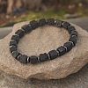 Cube Natural Lava Rock & Synthetic Non-magnetic Hematite Beads Stretch Bracelets for Women Men LS-PF6426-17-1
