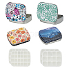 4Pcs 4 Colors Frosted Printed Tinplate Trinket Storage Boxes with Hinged Lid CON-AR0001-14-1