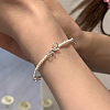 925 Sterling Silver & Imitation Pearl Beaded Bowknot Bracelets for Women UP9906-2-1