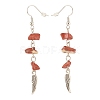 Natural Gemstone Chips Beads Long Chain Dangle Earrings EJEW-JE04892-5