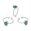 Natural Amazonite Open Cuff Ring RJEW-M166-04P-D-1