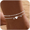 Heart Star Brass Crystal Rhinestone Charm Double Layer Anklets for Women FS-WG032DF-04-1