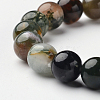 Natural Indian Agate Round Bead Stretch Bracelets BJEW-L594-A06-2