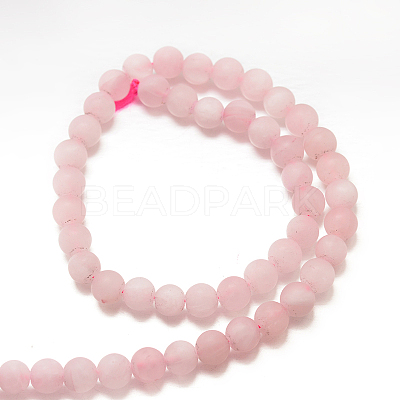 Frosted Natural Rose Quartz Bead Strands G-J120-30-10mm-1