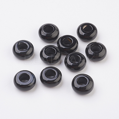 Natural Black Agate European Beads G-G740-14x12mm-35-1
