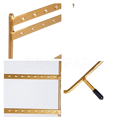 5-Tier Iron Earring Display Stands with Wooden Base PW-WG19928-01-1