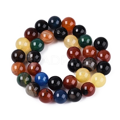 Natural Agate(Dyed & Heated) Beads Strands G-Q604-12MM-01-1