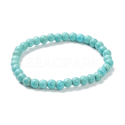 Synthetic Turquoise Beaded Stretch Bracelets BJEW-A117-B-14-1