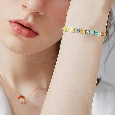 111Pcs Electroplate Transparent Colours Rainbow Glass Seed Beads SEED-YW0002-93A-1