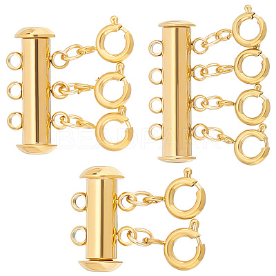 3Pcs 3 Styles 304 Stainless Steel Slide Lock Clasps STAS-UN0042-03B-1