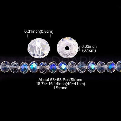 Electroplate Transparent Glass Beads Strands EGLA-YW0001-65B-1