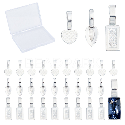 120Pcs 3 Style Tibetan Style Alloy Glue-on Flat Pad Pendant Bails TIBEP-SC0001-94-1