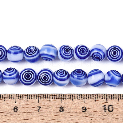 Handmade Millefiori Glass Round Beads Strands LK-R004-93A-1