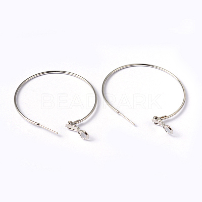 Platinum Color Brass Hoop Earrings X-EC108-3NF-1