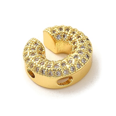 Brass Micro Pave Clear Cubic Zirconia Charms ZIRC-C009-01G-C-1
