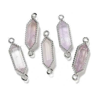Natural Amethyst Faceted Double Terminal Pointed Hexagon Connector Charms G-G181-04P-02-1