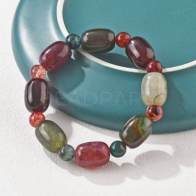 Natural Agate Bead Stretch Bracelets G-P570-01F-1