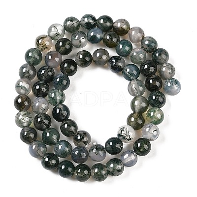 Natural Moss Agate Bead Strands X-G-J358-01-6mm-1