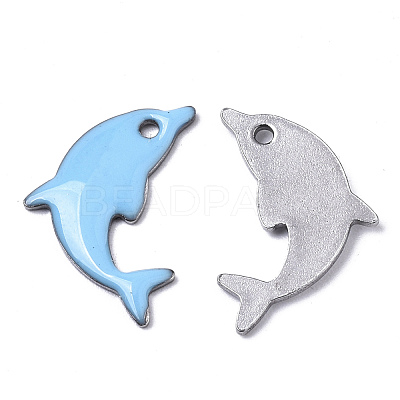 201 Stainless Steel Enamel Pendants STAS-N088-16G-1