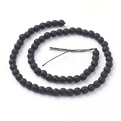 Synthetic Black Stone Beads Strands G-C059-6mm-1-1