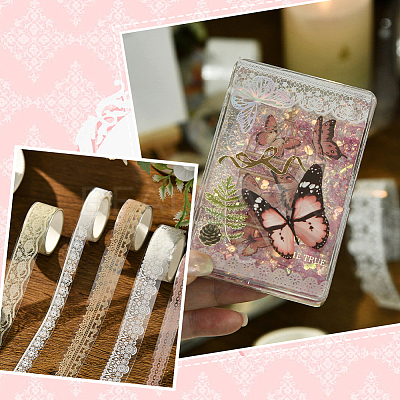 1Bag Lace Patterns PET Floral Decorative Tape Set AJEW-SP0002-74E-1