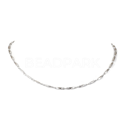 Non-Tarnish 304 Stainless Steel Rectangle link Chain Necklaces NJEW-JN04746-01-1