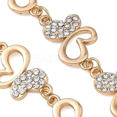 Alloy Crystal Rhinestone Hollow Butterfly Link Chain Bracelet Making AJEW-JB01648-1