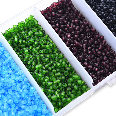 6000Pcs 5 Colors Frosted Opaque Glass Seed Beads SEED-YW0001-17-1
