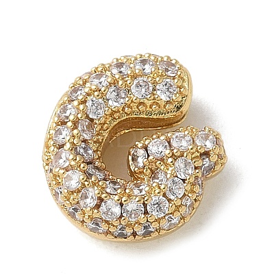 Brass Micro Pave Cubic Zirconia Beads KK-P290-61G-G-1