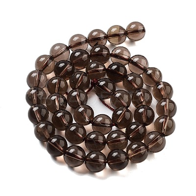 Natural Smoky Quartz Round Beads Strands X-G-E329-8mm-38A-1