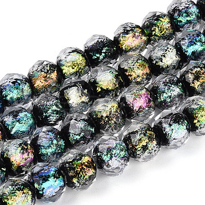 Handmade Foil Glass Lampwork Beads Strands DICH-T023-02-1