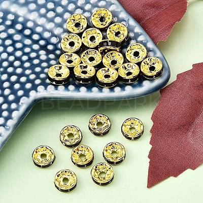 Brass Grade A Rhinestone Spacer Beads RSB038NF-04G-1