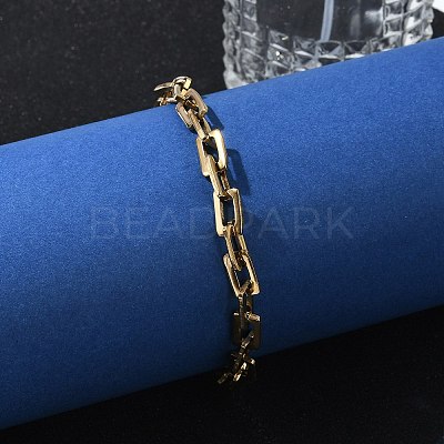 Ion Plating(IP) Rectangle 201 Stainless Steel Chain Bracelets BJEW-N240-06G-1