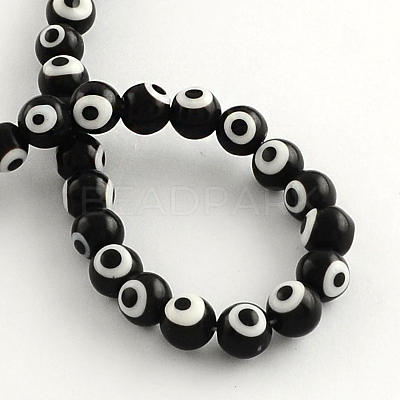 Round Handmade Evil Eye Lampwork Beads LAMP-R114-10mm-08-1