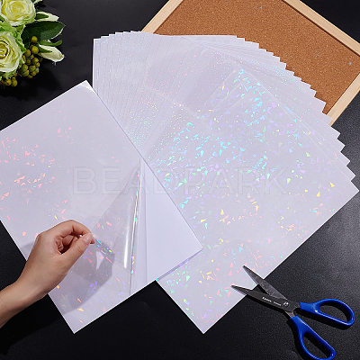 ARRICRAFT 20Sheets 5 Style OPP Plastic Transparent Holographic Lamination  Sheets, Rectangle, Mixed Patterns, 298x210x0.2mm, 4sheets/style