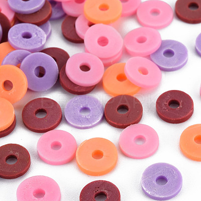 Handmade Polymer Clay Beads Strands CLAY-R089-8mm-T007-1