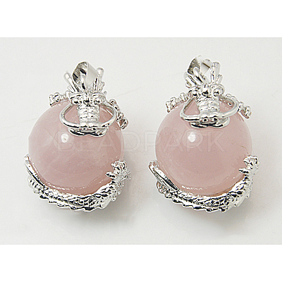 Natural Rose Quartz Pendants G-H1527-6-1