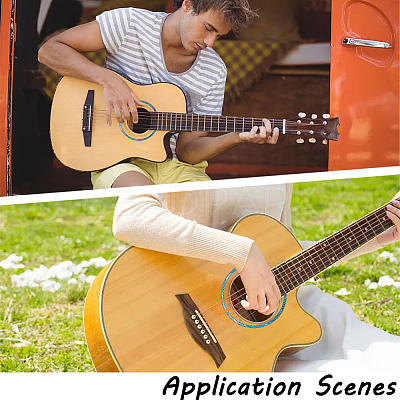 Waterproof PVC Flower Pattern Classical Guitar Sound Hole Ring Mouth Wheel Sticker DIY-WH20058-13B-1