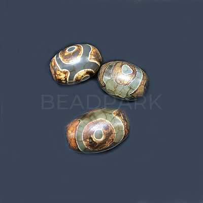 Tibetan Style 3-Eye dZi Beads X-TDZI-G009-B42-1