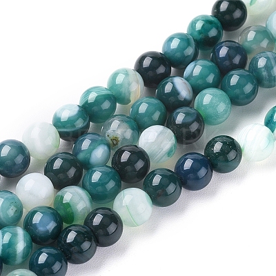 Natural Striped Agate/Banded Agate Beads Strands G-G582-6mm-48-1