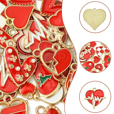 30Pcs 15 Styles Alloy Pendants FIND-YW0005-13-1