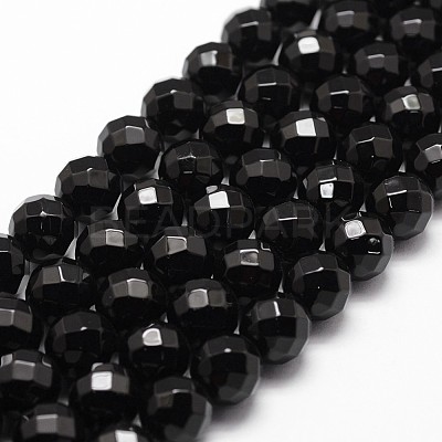 Natural Dyed & Heated Black Onyx Beads Strands G-D840-23-10mm-1