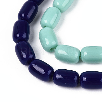 Opaque Solid Color Glass Beads Strands GLAA-N058-6x9mm-B01-1