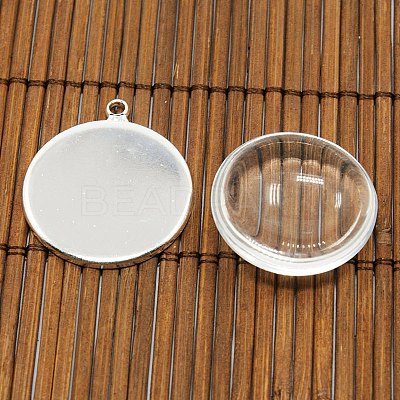 25mm Transparent Clear Domed Glass Cabochon Cover for Brass Photo Pendant Making KK-X0021-NF-1
