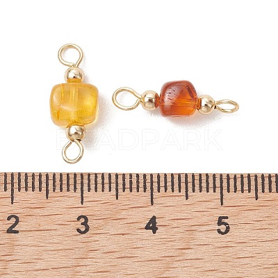 Natural Amber Connector Charms PALLOY-JF05366-1