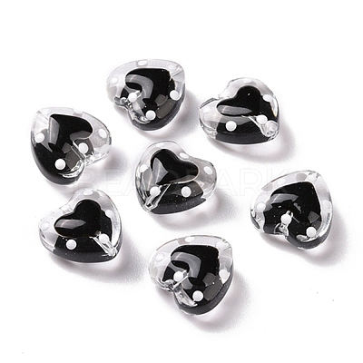 Glass Heart Beads GLAA-D005-01F-1