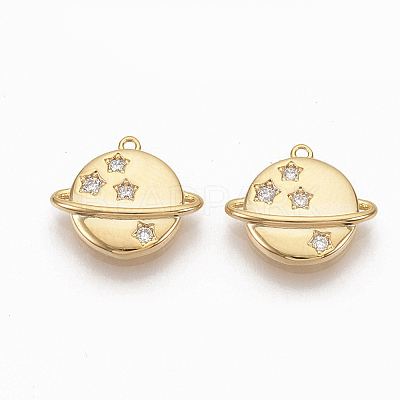 Brass Micro Pave Clear Cubic Zirconia Charms X-ZIRC-Q021-022G-NF-1